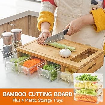 『 Tembo family 』by Zuberi 20*20cm Amazon.com: NOVAYEAH Bamboo Cutting Board with 4 Containers
